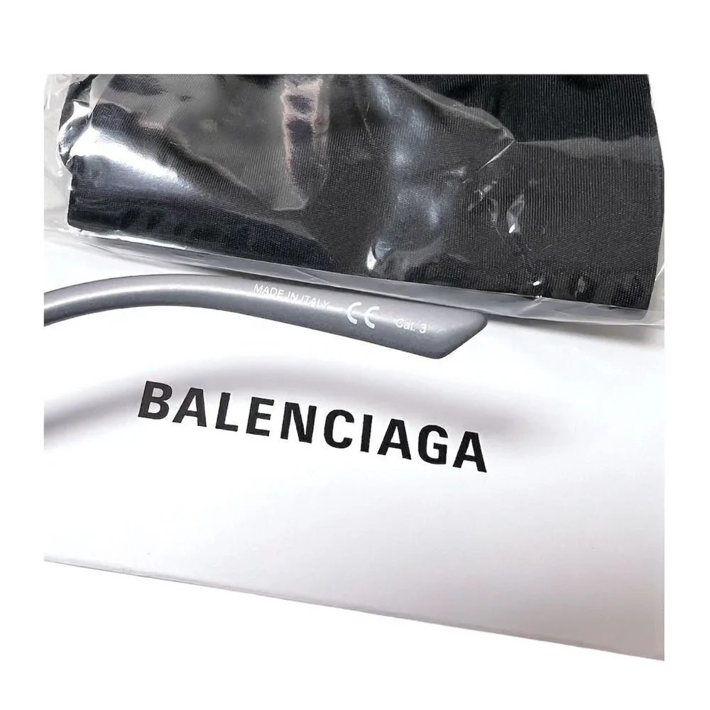 Balenciaga Logo Womens Grey Aluminum Metal Frame UV Sunglasses with Case New
